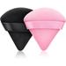 2 PCS Powder Puff Triangle Makeup Puffs for Loose Setting Powder Face Body Foundation Blender Velour Setting Powder Puff Super Soft Eye Makeup Wedges Beauty Tools (1Black 1Pink)