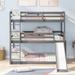 Grey Twin over Twin over Twin Adjustable Triple Bunk Bed with Ladder and Slide