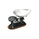 Traditional Balance Scales in Black, Acacia Wood Stand - Kitchencraft