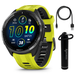 Garmin Forerunner 965 Premium GPS Running and Triathlon Smartwatch with AMOLED Touchscreen Display Carbon Gray DLC Titanium Bezel and Amp Yellow Silicone Band with Wearable4U Power bank Bundle
