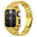 Stainless Steel Band with Case for Apple Watch 40mm 41mm iWatch Replacement Band with Protective Cover for Men Women Gold