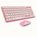 VicTsing 2.4GHz Wireless Ultra-Thin Silent Keyboard Mouse Set 96 Keys Wireless Keyboard and Mouse Kit for Desktop PC Laptop Pink