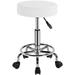 Topeakmart Adjustable Round PU Leather Salon Stool Chair with Wheels White