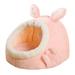 Cats Cave Bed Puppy Sleeping Bed Small Dog Bed Non Slip Cuddle Cat Privacy Space with Interactive Ball Toy Super Soft Cushion Pink Large