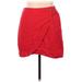 Forever 21 Casual Wrap Skirt Mini: Red Print Bottoms - Women's Size 0X