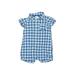 Carter's Short Sleeve Outfit: Blue Checkered/Gingham Bottoms - Size 12 Month