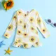 Maillot de bain à manches longues pour filles imprimé soleil ou fleur combinaison zippée maillot