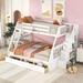 Twin Over Full Bunk Bed,Solid Wood Bunk Bed Frame with Ladder and Storage Staircase,White