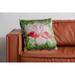 Sevita Hand-Woven Coral Pink/Green Coastal Flamingo Polyester Throw Pillow, 20" x 20"