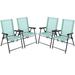 Gymax Set of 4 Patio Folding Chairs Outdoor Portable Pack Lawn Chairs w/ Armrests Mint Green