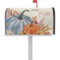 Hello Fall Magnetic Mailbox Cover Standard Size 18.5 x21.7 Orange Blue Pumpkims Leaves Flowers Thanksgiving Post Box Cover Mailbox Wraps Post Letter Box Cover for Holiday Garden Yard Outdoor Decor