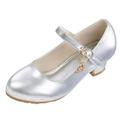 Quealent Little Kid Girls Shoes Shoes for Kids Girls Girl Shoes Small Leather Shoes Single Shoes Children Dance Shoes Girls Performance Shoes 4Y Shoes Silver 13.5