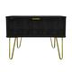 Welcome Furniture Ready Assembled Hirato 1 Drawer Large Bedside Cabinet Black Gold Metal Hairpin Legs