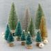 Walbest Pack of 12 Mini Sisal Trees with Wood Base Artificial Christmas Pine Trees for Winter Snow Miniature Scenes DIY Christmas Crafts Xmas Holiday Home Desk Tabletop Decor