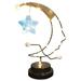 LSLJS Iron Moon Night Lights Christmas Decorations Running Moon Design Desktop Night Lamp Battery Operated Wrought Iron Moon Shaped with Hanging Star String Light Gifts for Christmas Bedroom