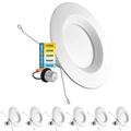 5/6 Inch Recessed Lighting Can Lights 5 Color 2700K/3000K/3500K/4000K/5000K CRI 90 14W=90W 1100 Lumens Dimmable Downlight Wet Rated IC Rated ETL Listed (6 Pack)