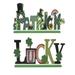 xinqinghao home decoration 2 pieces table decorations happy wooden sign lucky table sign for home party decor green