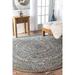 Ripaz Vogue Jute & Cotton Denim Mix Rug Round Hand Braided Area Rug (3x3 Feet Round)