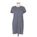 J.Crew Factory Store Casual Dress - Shift Crew Neck Short sleeves: Blue Color Block Dresses - Women's Size Medium