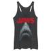 Juniors Heather Black Jaws Out Of Water Tri-Blend Tank Top