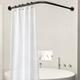 L Shaped Curved Shower Curtain Rods rails,Shower Rail,for Bath Stainless Steel Extendable Corner Shower Rails with 24 curtain rings,for Bathroom Bathtub (Size:90 to 130 cm X 90 to 130 cm,Color:Black)