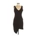 Free Press Cocktail Dress - Sheath Plunge Sleeveless: Black Print Dresses - Women's Size Medium