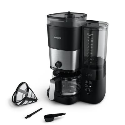 PHILIPS Kaffeemaschine mit Mahlwerk "HD7900/50 All-in-1 Brew" Kaffeemaschinen mit Smart Dosierung und Duo-Kaffeebohnenbehälter, inkl. Dosierlöffel Gr. 10 Tasse(n), schwarz (schwarz/edelstahl)