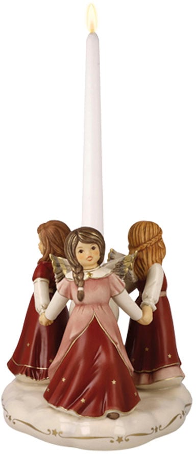 Kerzenhalter GOEBEL "Engelfigur Himmlischer Reigen, Ø ca. 19 cm, Stabkerzenhalter", bunt (bordeaux, bunt), H:17,5cm Ø:19cm, Steingut, Kerzenhalter, Sammlerfigur, Weihnachtsfigur aus Steingut, Erstausgabe 2023 Image