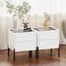 Latitude Run® 21.7" H X 17.7" W X 15.7" D Nightstand Set Of 2 Wood/Metal in Brown/White | 21.7 H x 17.7 W x 15.7 D in | Wayfair