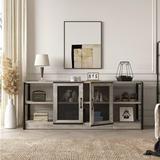 17 Stories Ipava 63" W Storage Credenza Wood/Metal in Gray | 25 H x 63 W x 18.3 D in | Wayfair 46AF4F5443CE47198935B7AC0C5E6152
