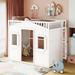 Full Size House Loft Bed,Solid Wood Loft Bed With Ladder,White