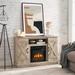 Fireplace TV Stand for TV up to 50" with 18" Electric Fireplace Storage Cabinet Doors Living Room Entertainment Center