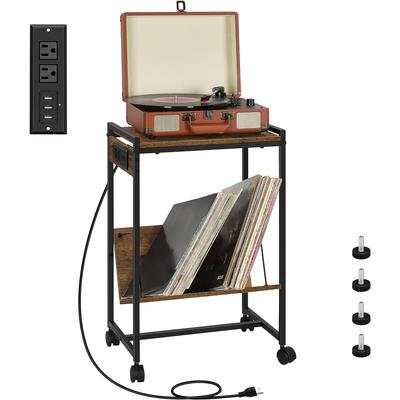 2 Tier Record Player Stand with Charging Station