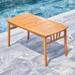 Honey Eucalyptus Wooden Dining Table Outdoor Patio Weather Resistant Dining Table w/ Umbrella Hole for Outdoor Pool