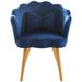 Velvet Lounge Chairs Makeup Chair Living Room Bedroom Arm Chairs with Bow Tie Waist Pillow, Reading Chair Lotus Chair, Blue