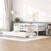 Sturdy Daybed with Trundle & Fence Guardrails for Kids, Solid Pine Wood Platform Sofa Bedframe for Maximized Space & Comfort