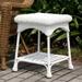 JIARUI Outdoor White Wicker Patio Furniture End Table