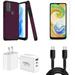 MK Dual Layer Slim Case for Galaxy A14 5G Bundled with Tempered Glass Screen Protector 40W Power Delivery 3 USB Port Wall Charger and USB-C to USB-C Cable (Dark Purple Violet)