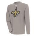 Men's Antigua Oatmeal New Orleans Saints Flier Bunker Pullover Sweatshirt