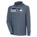 Men's Antigua Heather Navy Seattle Seahawks Saga Long Sleeve Hoodie T-Shirt