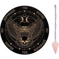 Pendulum Board Set Wooden Dowsing Divination Board Metaphysical Message Board with Crystal Pendulum Necklace