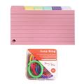 CLZOUD Office Supplies Ruled Index Cards Flash Cards for Studying Colored Index Cards Study Cards 150 Pcs Lined Colored Index Flashcards and 1 Box Piston Rings for Office and School Suplplies Pink