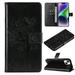 TECH CIRCLE Case for iPhone 15 Plus (2023) - [Embossed Tree Design] Protective PU Leather Wallet Case with [Card Holder /Wrist Strap] Fold Stand Folio Cute Cover Shell Black