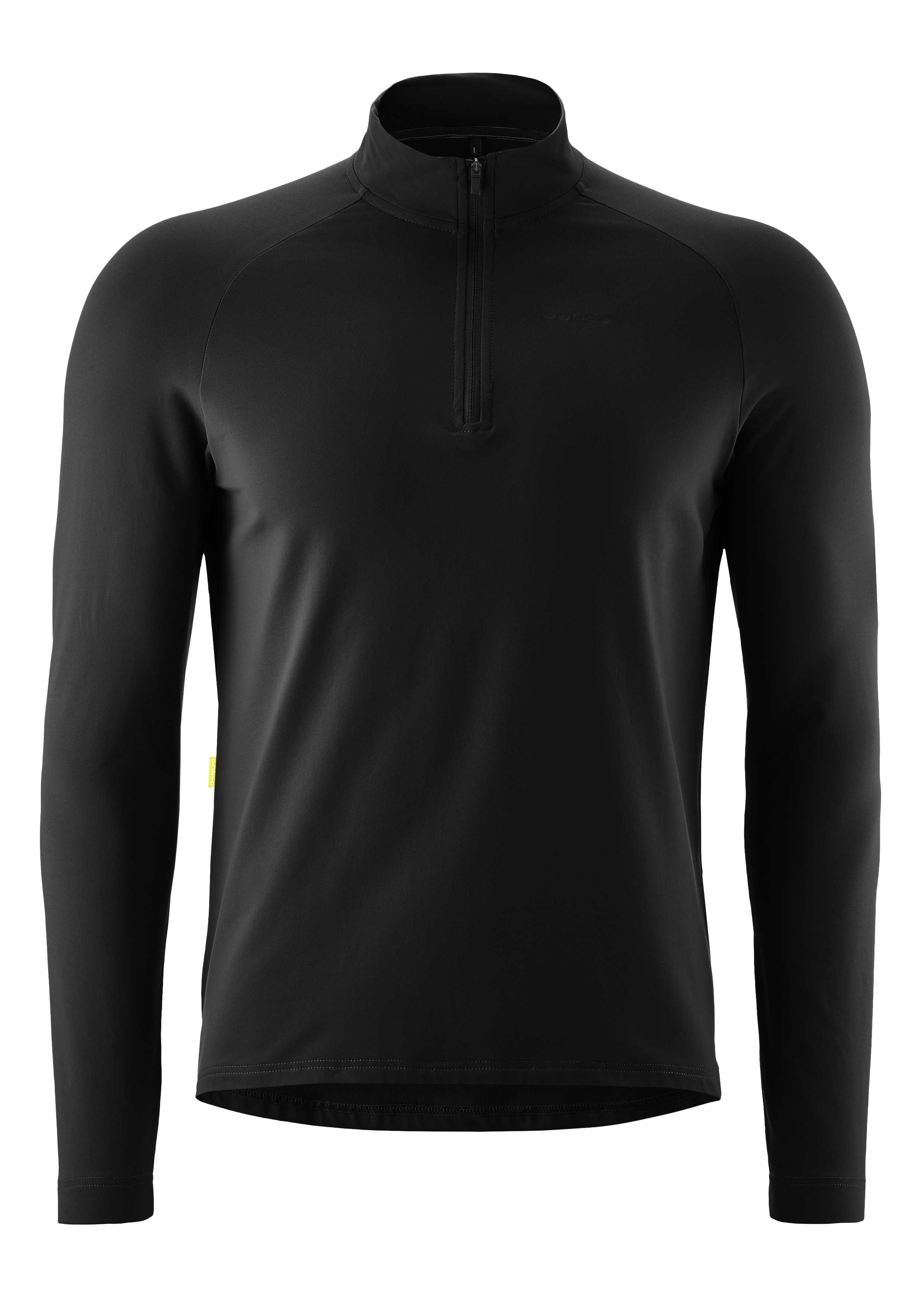 Radtrikot GONSO "Essential Jersey Longsleeve M", Herren, Gr. 5XL, schwarz, 86% Polyester; 14% Elastan, hoch geschlossener Ausschnitt, Trikots, Herren Fahrradtrikot langarm, Midlayer Trikot Image