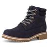 Winterboots TAMARIS, Damen, Gr. 39, blau (navy), Nubukleder, unifarben, casual, Schuhe, Blockabsatz, Schnürboots, Outdoorschuh mit Duo-Tex-Ausstattung
