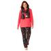 Plus Size Women's Pajama Set with Coordinating Scarf by Dreams & Co. in Black Season's Greetings (Size 4X)