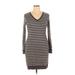 Old Navy Casual Dress - Sweater Dress: Gray Stripes Dresses - Women's Size Large