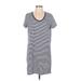 Universal Thread Casual Dress - Mini Scoop Neck Short sleeves: Blue Stripes Dresses - Women's Size Large