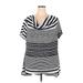 Ashley Stewart Casual Dress - Shift Cowl Neck Short sleeves: Black Stripes Dresses - Women's Size 22 Plus