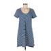 Universal Thread Casual Dress - Mini Scoop Neck Short sleeves: Blue Print Dresses - Women's Size Medium